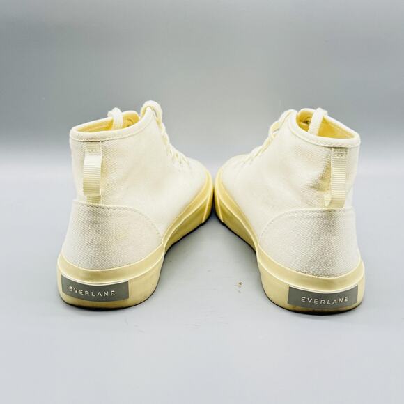 Everlane Shoes Womens 7 Off White High Top Organic Cotton Canvas Sneakers - Picture 8 of 13
